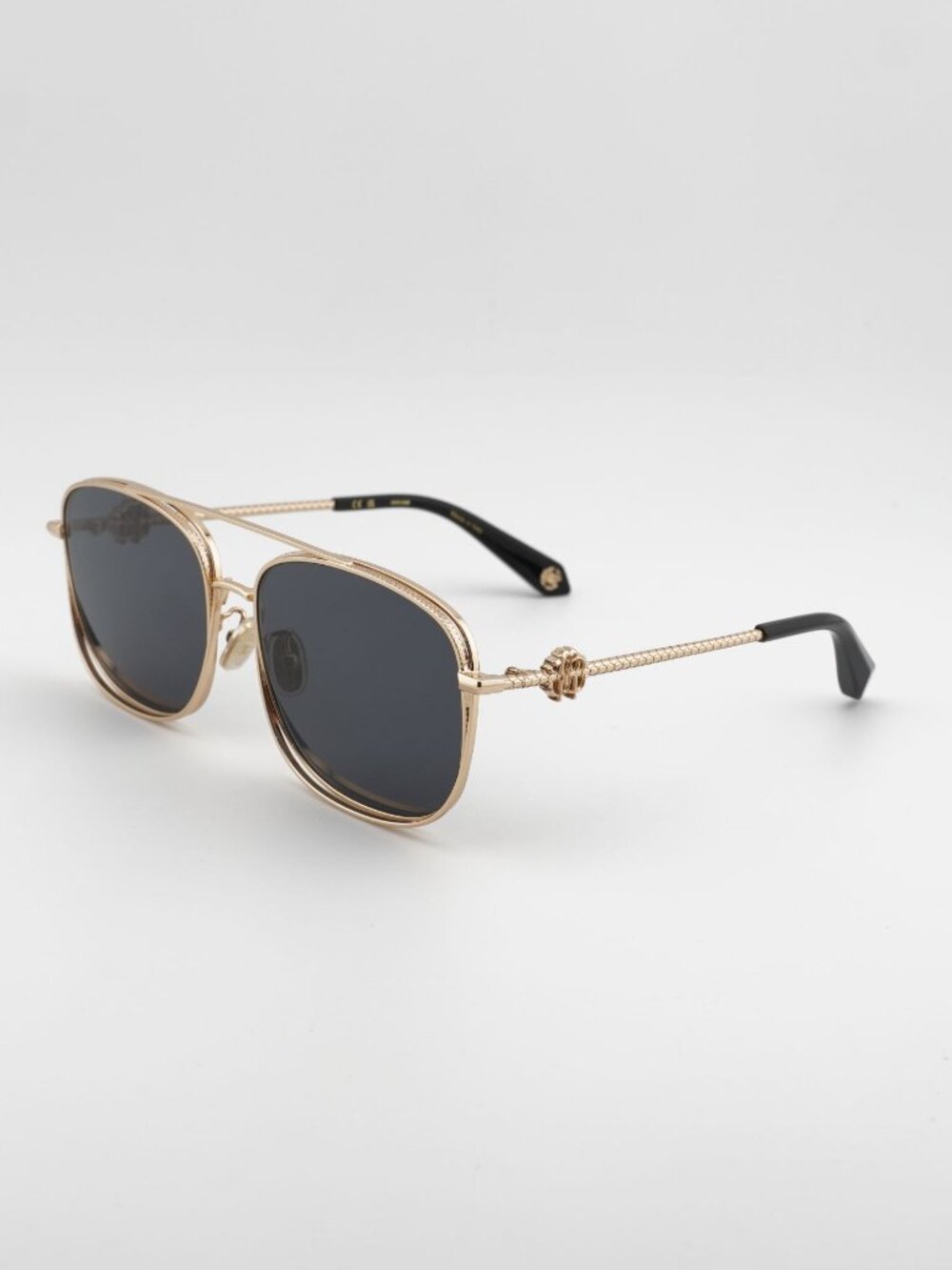 Roberto Cavalli SRC059M 0300 Sunglasses Gold Aviator Frame, Grey Lenses